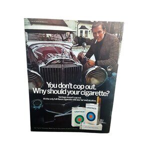 1971 Vantage Cigarette Ad Classic Car Garage Scene Vintage